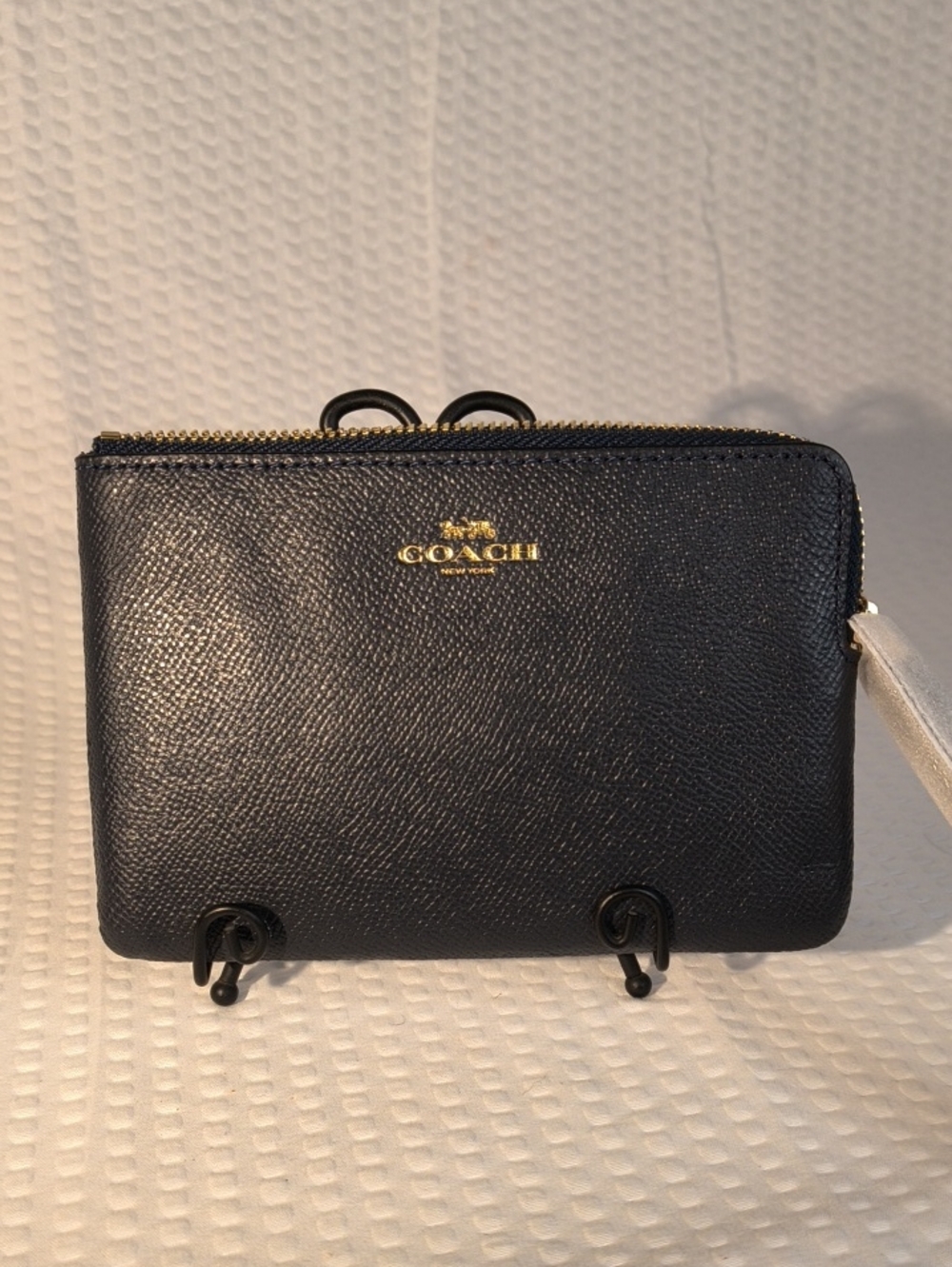 Coach L-Zip  Saffiano Leather Wristlet Wallet In Midnight Blue MSRP$78 NWT